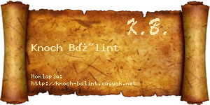 Knoch Bálint névjegykártya